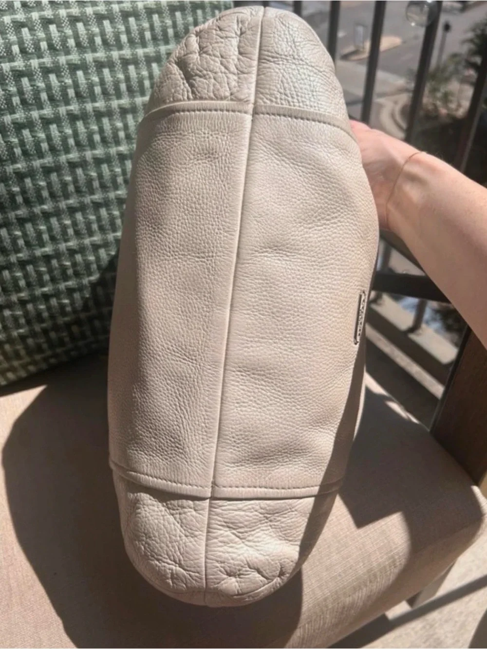 Coach Madison Madison Pebbled Leather Hobo Shoulder Crossbody Cream/Ivory